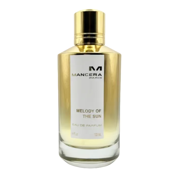 Mancera perfume bottle labeled 'Melody of the Sun' on a white background