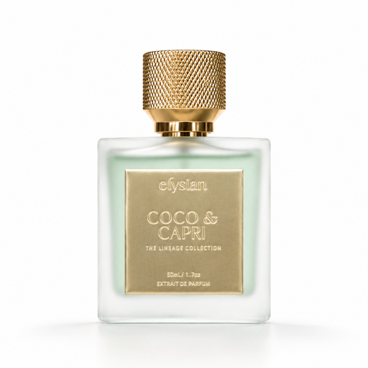 Elysian Parfum Coco and Capri perfume bottle