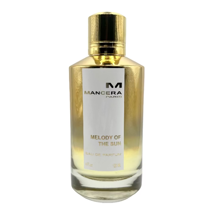 Mancera perfume bottle labeled 'Melody of the Sun' on a white background